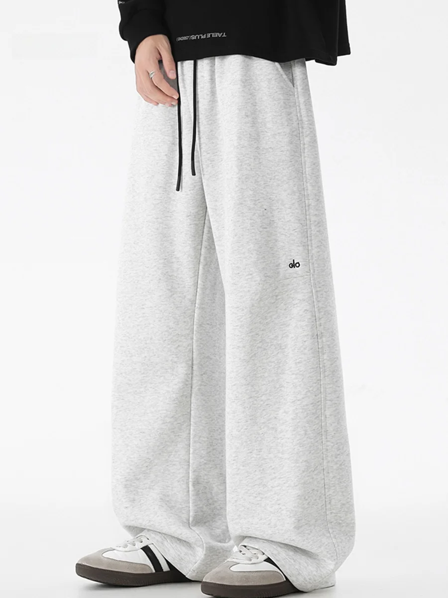 

American Sle Heavyweight ey Embroidered Men's Sweatpants Autumn Cleanfit Waist Color Blo Loose Casual Wide Leg Pants