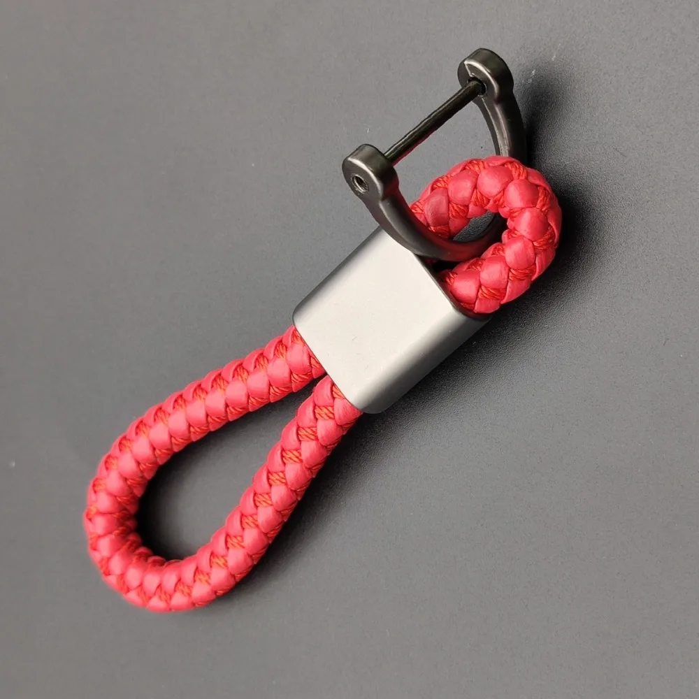 

Multi Colored Hand Woven Leather Rope Keychain Colorful Portable Metal Hook Pendant Fashionable Car Key Bag Charming Decoration