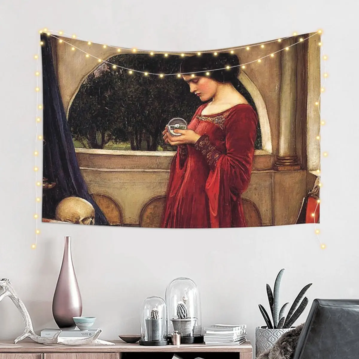 HD. The Crystal Ball ,by John William Waterhouse Tapestry Home Decor Aesthetic Decoration Wall Bedroom Decor Aesthetic Tapestry