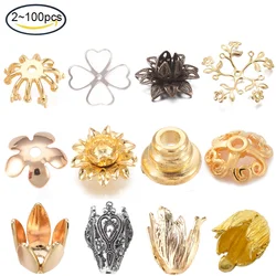 NBEADS 2-100PCS Multiple Colour Petal Shape Brass Bead Caps Antique Bronze Loose Spacer Beads for DIY Jewelry Making Accessories