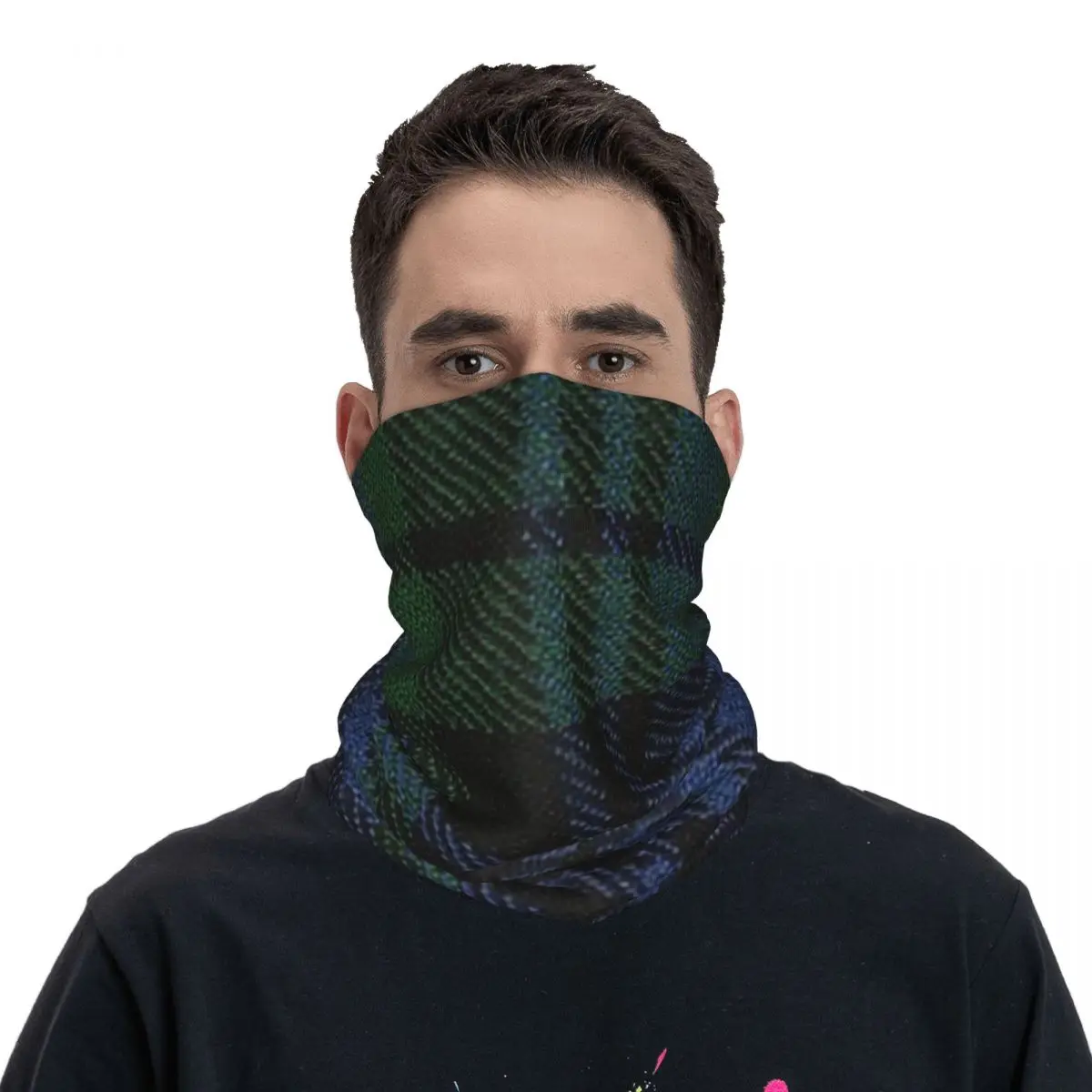 Black Watch Ancient Original Scottish Tartan Bandana Neck Cover Printed Wrap Mask Scarf Warm Cycling Scarf Hiking Fishing