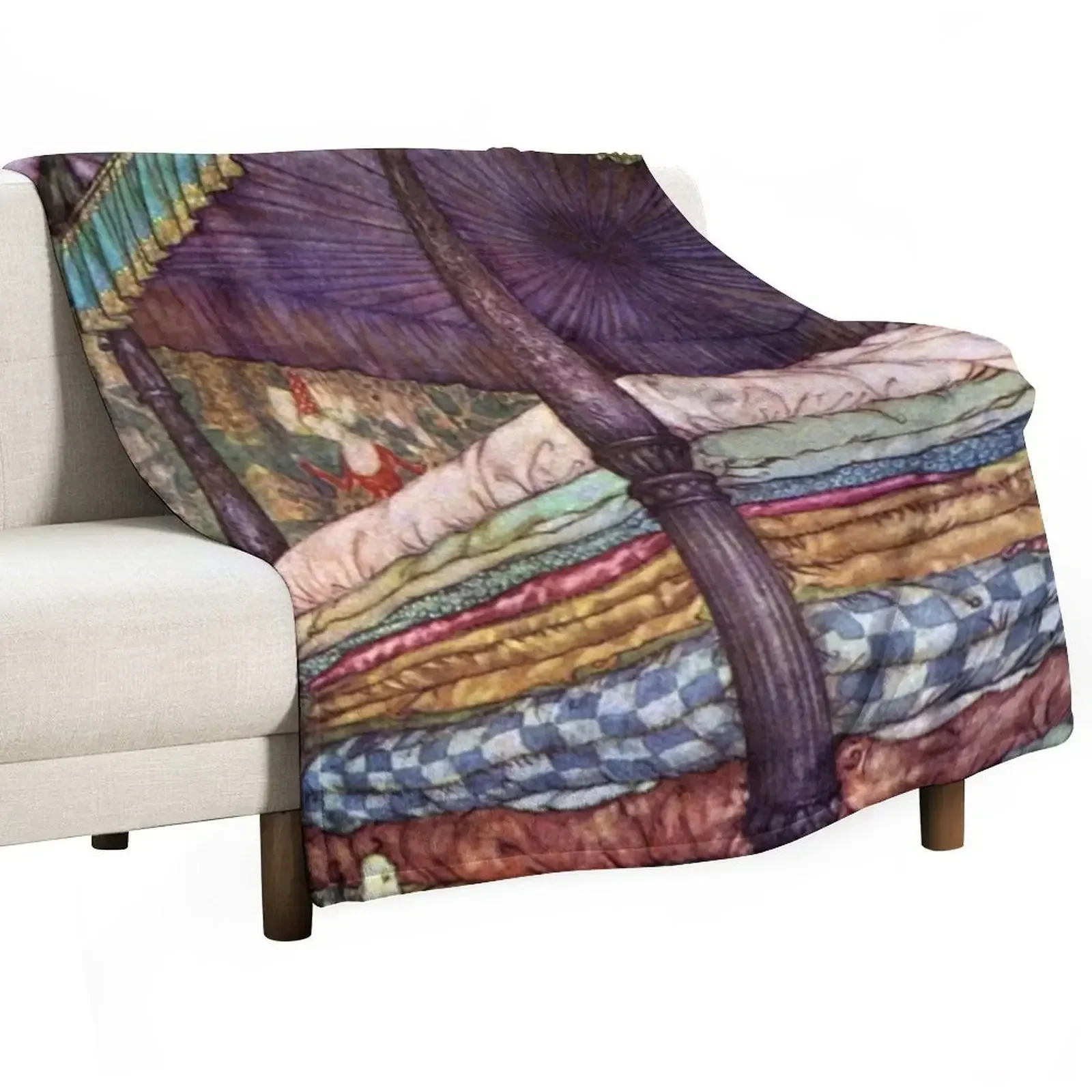 Princess and the Pea by Edmund Dulac Throw Blanket All Weather Soft Throw Blanket for Sofa