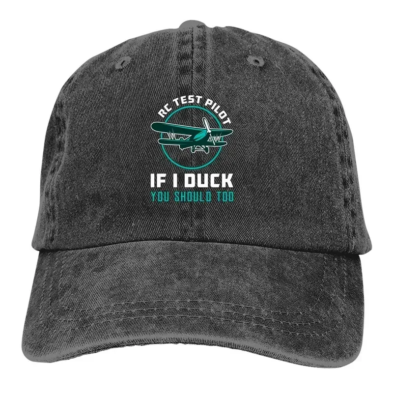 Washed Men'S Baseball Cap RC Test Pilot If I Duck You Should Too Trucker Snapback Caps Dad Hat Airplane Model  Golvef  Hats