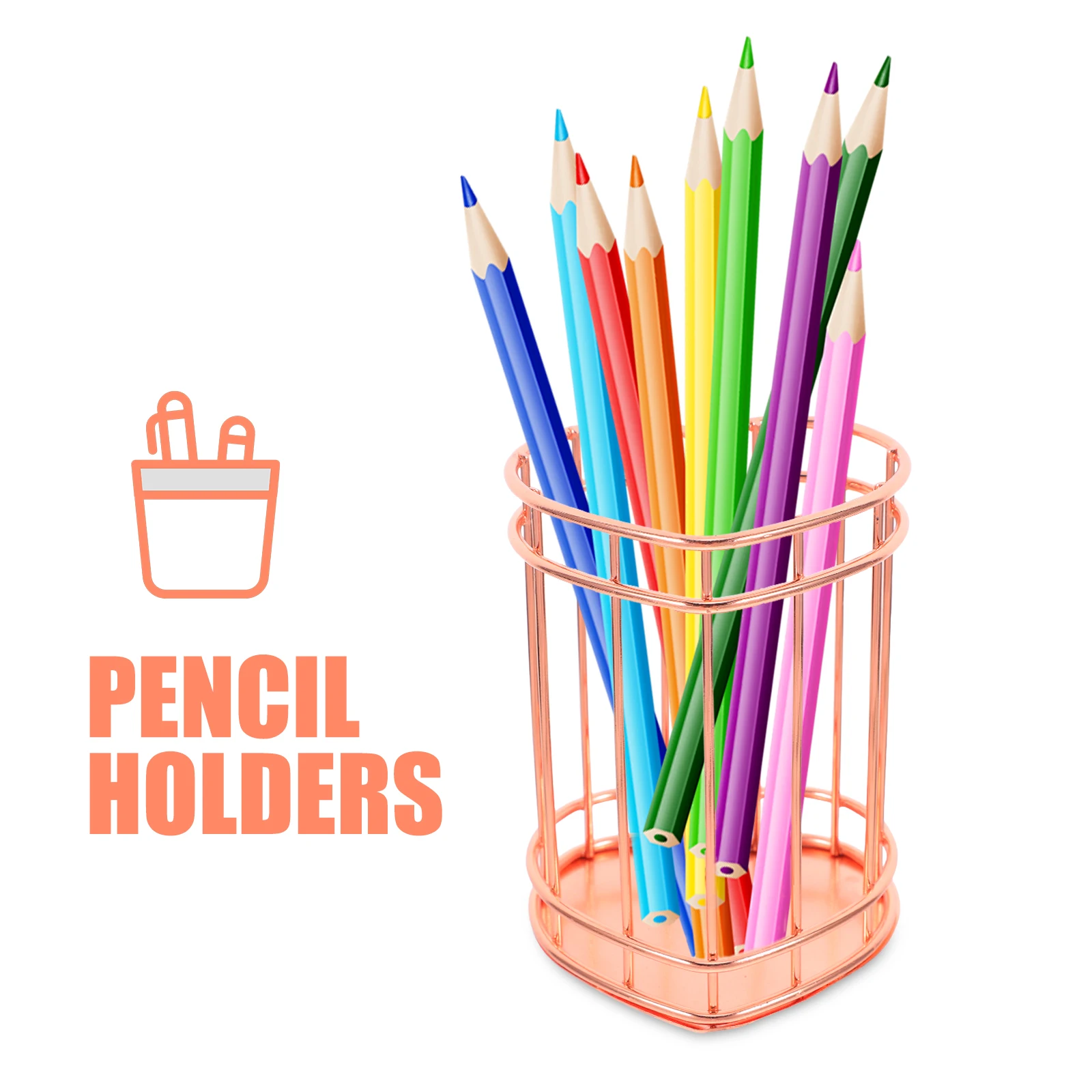 

Heart Shape Pen Holder Makeup Brush Holder Desktop Storage Basket Stationery Organizer Office School Supplies