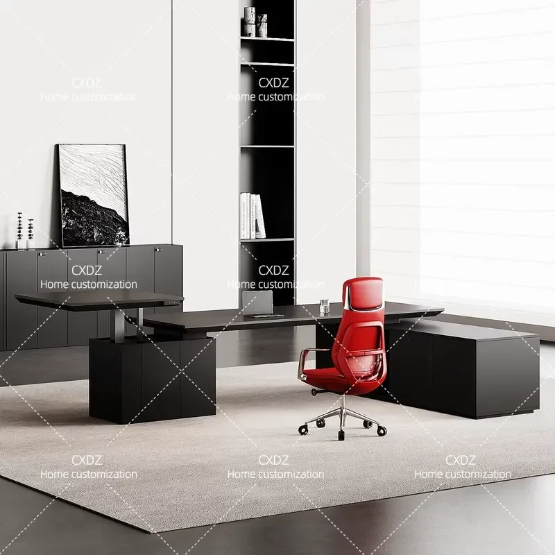 Intelligent Electric Lifting Desk Executive Office Table Premium Sensory Workstation Manager Desk and Chair Combination for