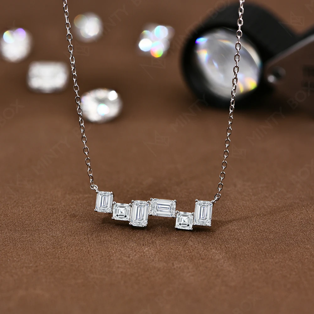 MINTYBOX S925 Sterling Silver Irregular Geometry Moissanite 45cm Necklaces Lab Diamond 18k Gold Plated for Women Wedding Jewelry