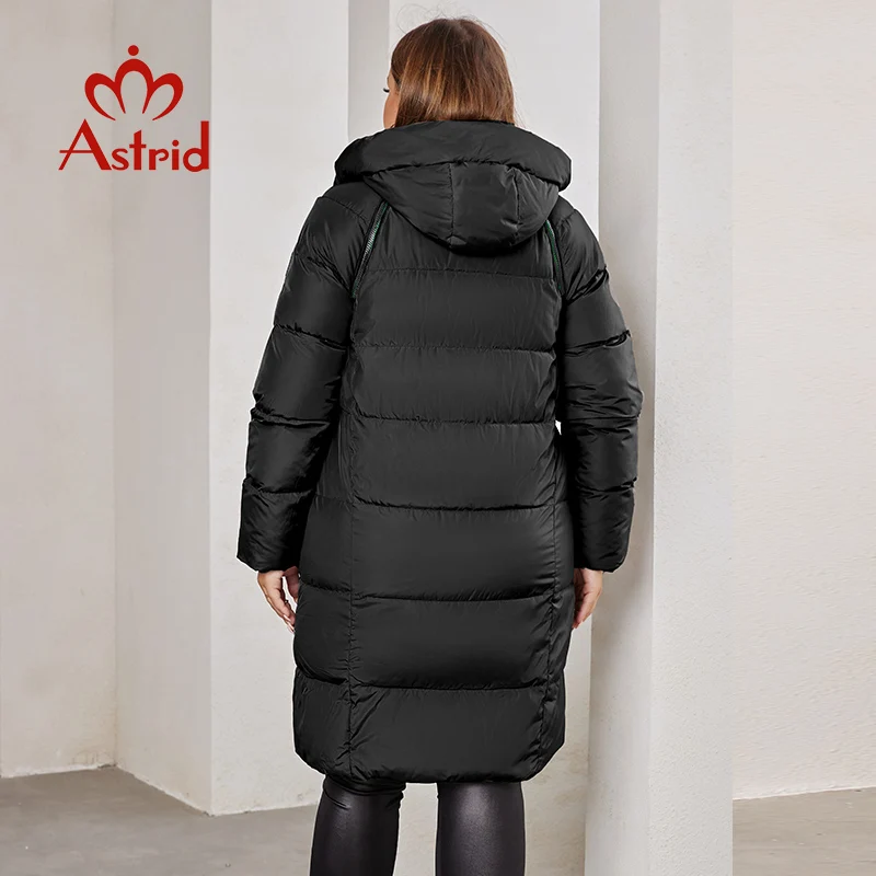 Astrid 2023 New Winter parka Women\'s coat women Jacket long warm Bright fabric fashion hooded large sizes female clothing 8675