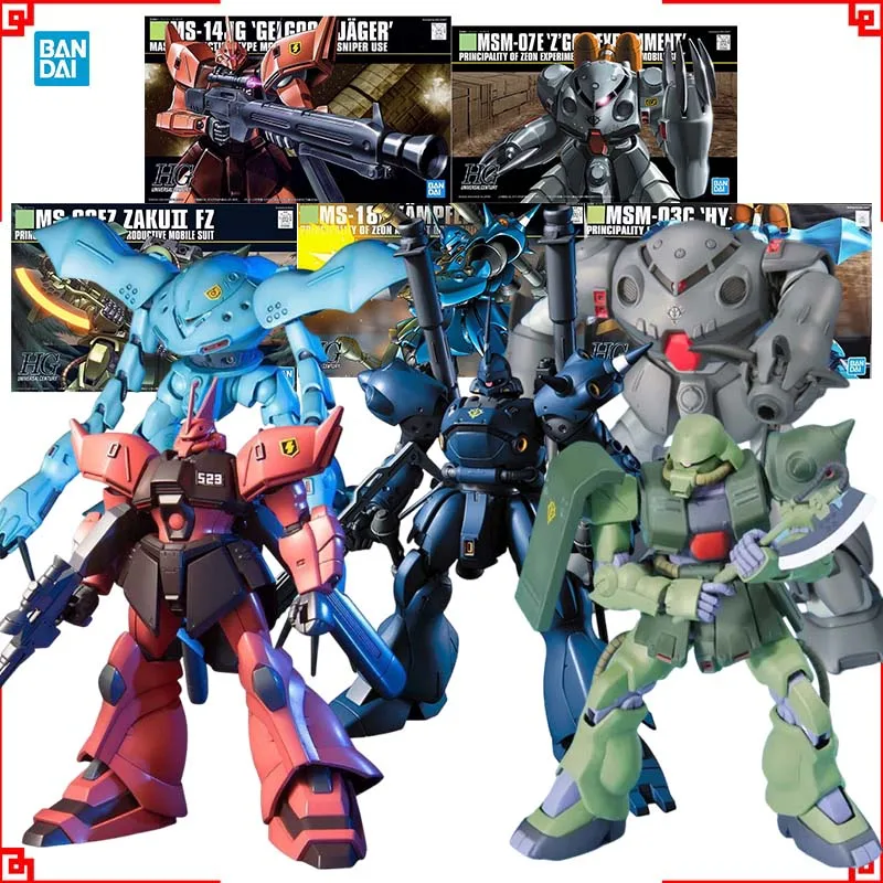 

Bandai Gundam Model Kit HGUC Zaku 2 FZ Gelgoog Jager Kampfer Hygogg ZGok E Фигурка Gunpla Строительный комплект Аниме Фигурки Подарок