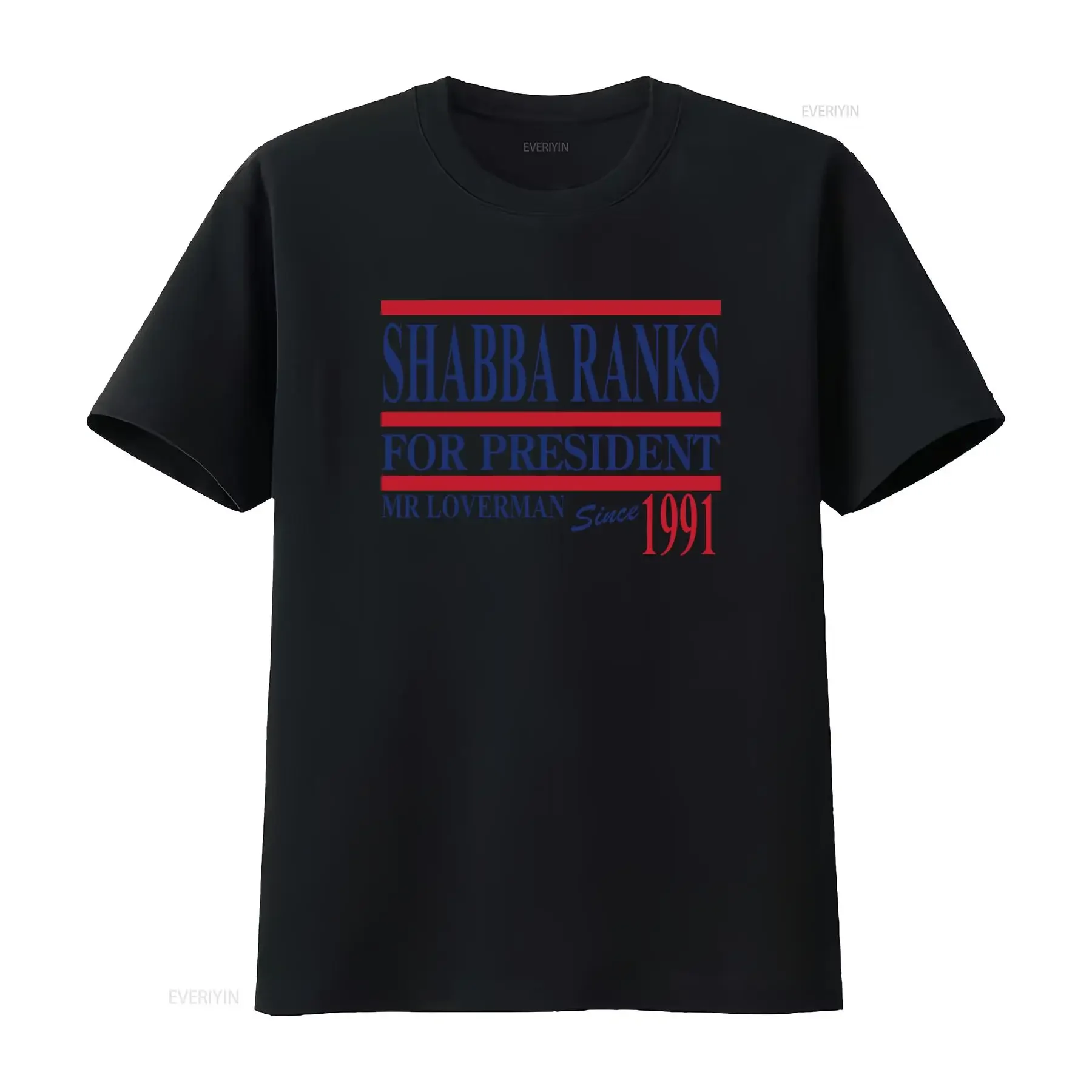 Vintage 1991 Reggae Shabba Ranks For President Mr Loverman Print Casual T Shirt vintage Washed Unisex Breathable Stylish