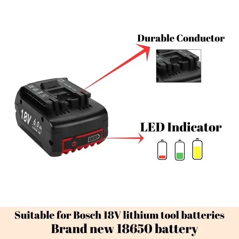 Rechargeable Lithium Ion Battery for Bosch 18V 12.0A Backup Battery Portable Replacement BAT609 BAT609G 618