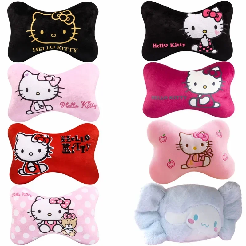 Anime Kawaii Sanrio My Melody Kuromi Hellokittys Cinnamoroll Car Pillow Decorate Headrest Neck Short Plush Bone Pillow Plushie