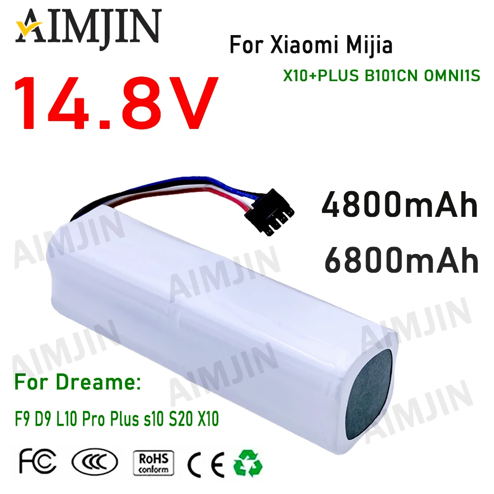 

14.8V 6800mAh,Battery X10+PLUS B101CN OMNI 1S for Xiaomi Mijia and Dreame F9 D9 L10 Pro Plus S10 S20 X10 Sweeping Mopping Robot