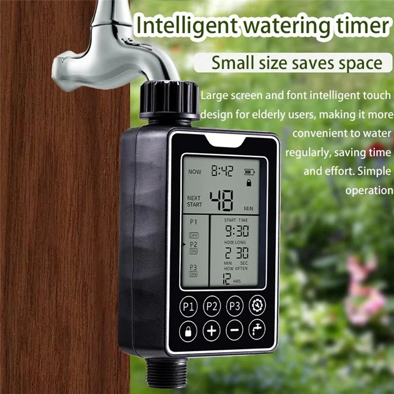

ABNO-Intelligent Outdoor Watering Device With Touch Screen, Automatic Watering Timer Waterproof Large Screen