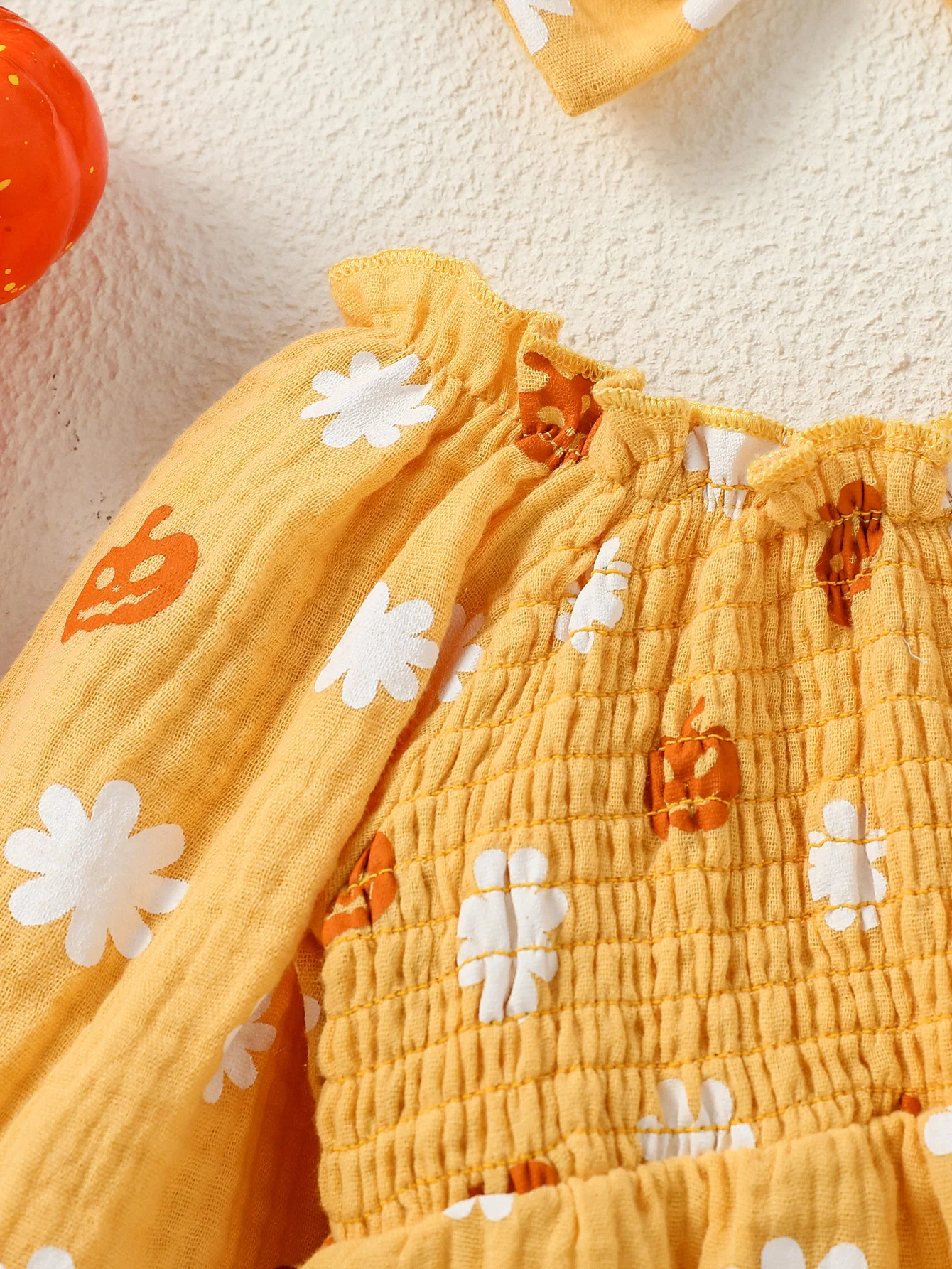 2024 New Style Long Sleeve Cotton Soft Pumpkin For Halloween Day Jumpsuit Newborn-12M