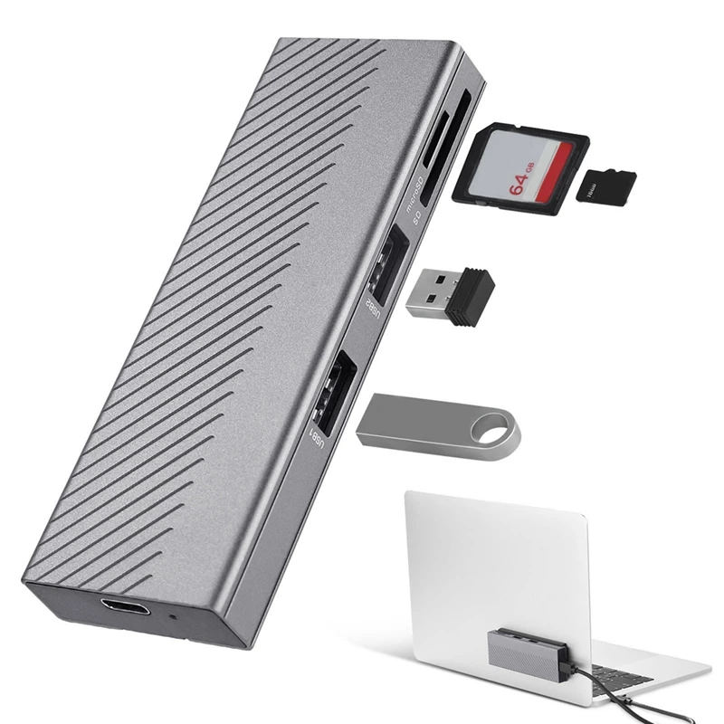 4-In-1 USB Hub With Disk Storage M.2 Dual Protocol SSD USB Type-C Adapter 10Gbps Laptop Dock Station For PC Computer