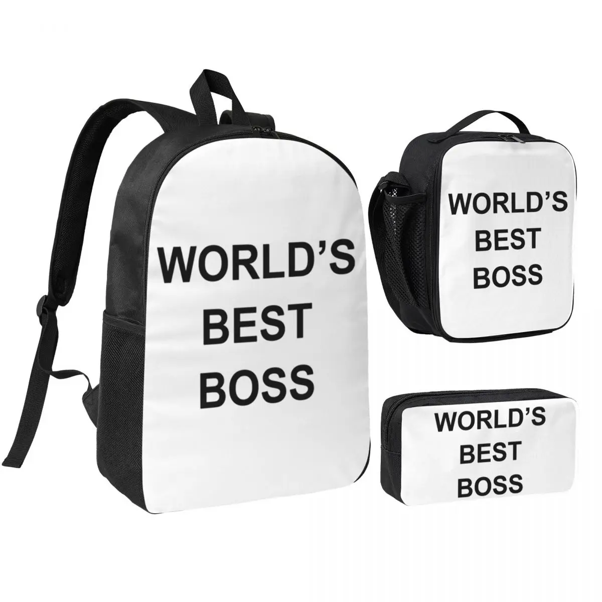

Worlds Best Boss The Office Dunder Mifflin Backpack Student BookBag School Bag Shoulder Bags 3ps Insulated Lunch Bag Pencil Case