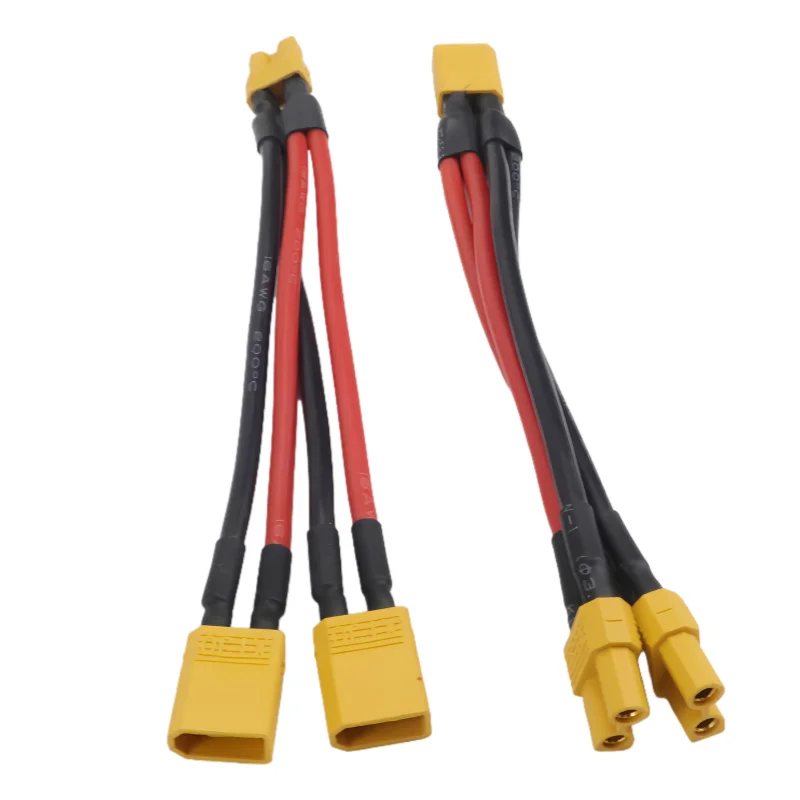 RC XT30 to XT30 1 to 2 Parallel Battery Connector Cable Dual Extension Y Splitter Silicone Wire for RC Battery ESC