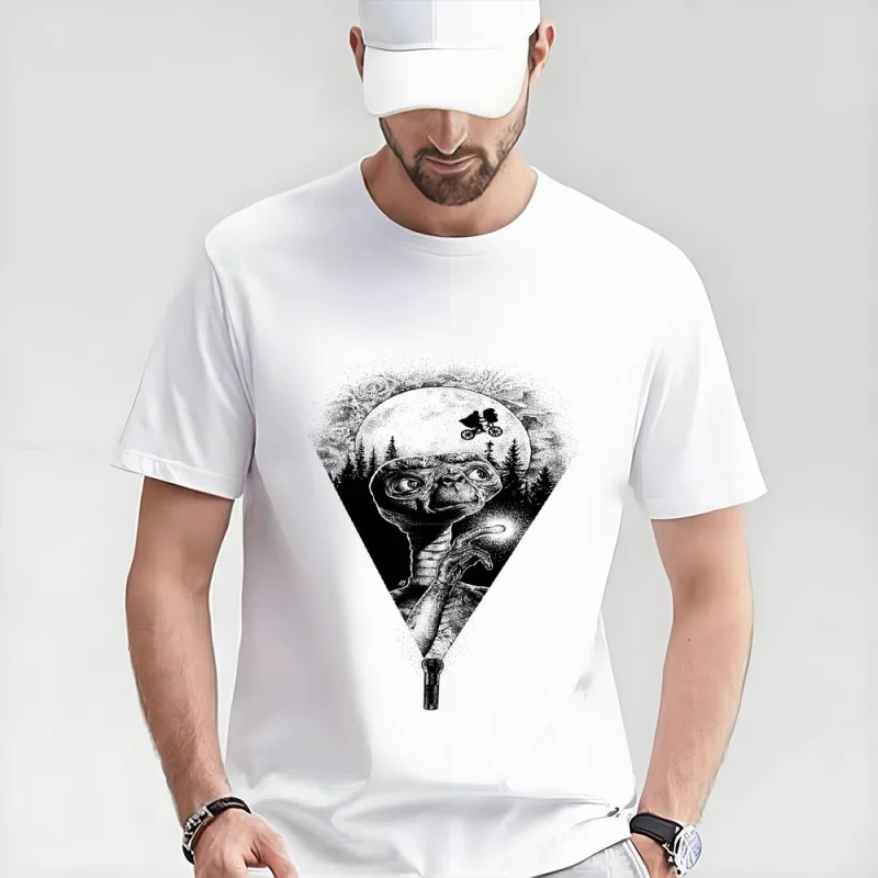 

E.T. The Extra Terrestrial 0403 t shirt Retro Alien Movie Graphic Tee for Sci-Fi Fans 100% cotton printed All size Tops S-6XL