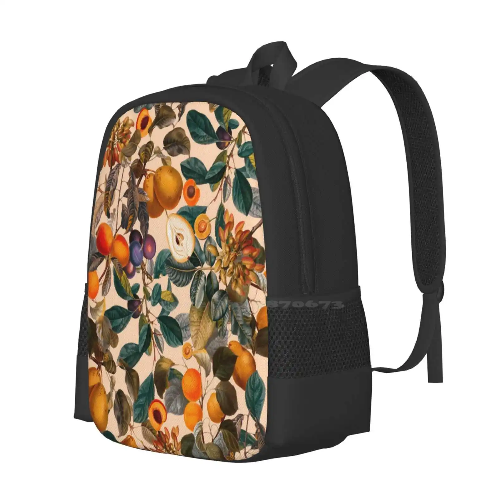 Vintage Fruit Pattern Ix Large Capacity School Backpack Laptop Bags Floral Forest Jungle Tropical Botanical Exotic Leaf Laeves