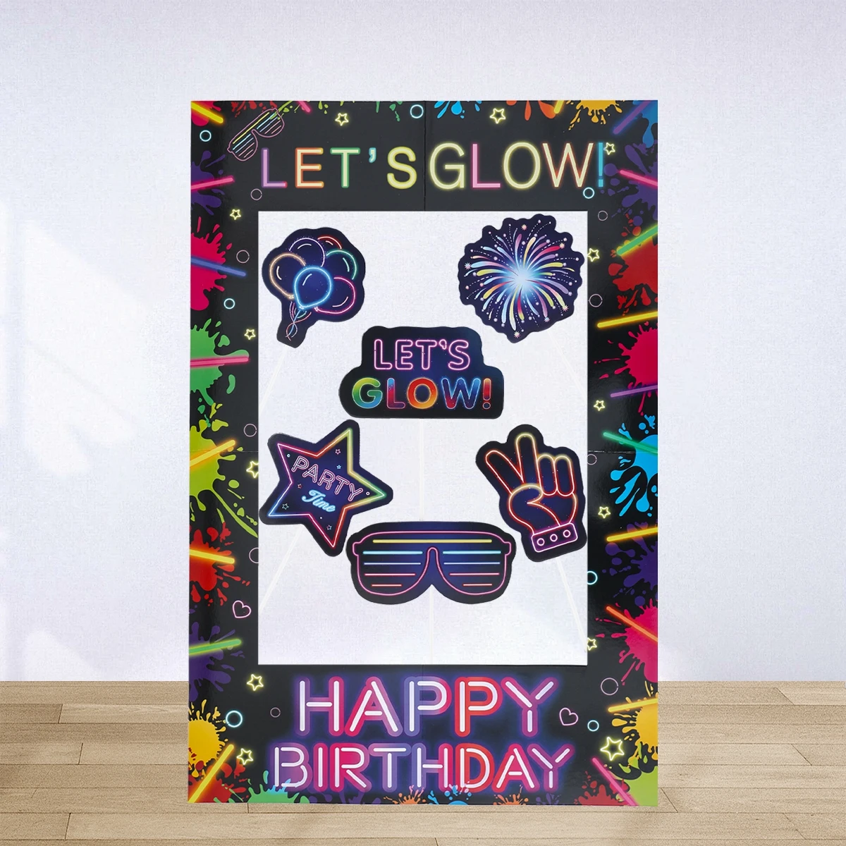 Let's Glow 종이 사진 프레임, 사진 도구, 생일 파티 장식, 어린이 형광 파티 용품, 1 세트 