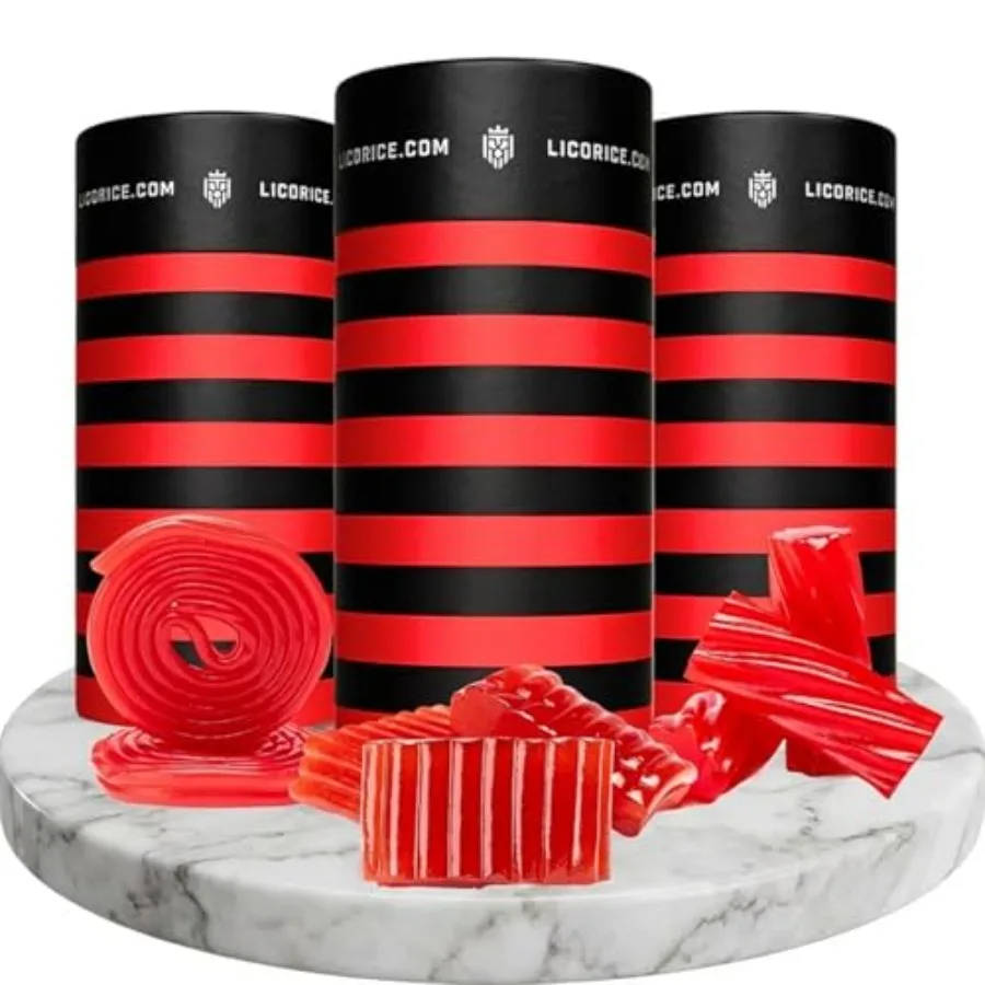 

Gourmet Assorted Red Licorice Gift Set for Holidays and Birthdays Australian Red, Strawberry Spirali, Strawberry Pillows Pack o