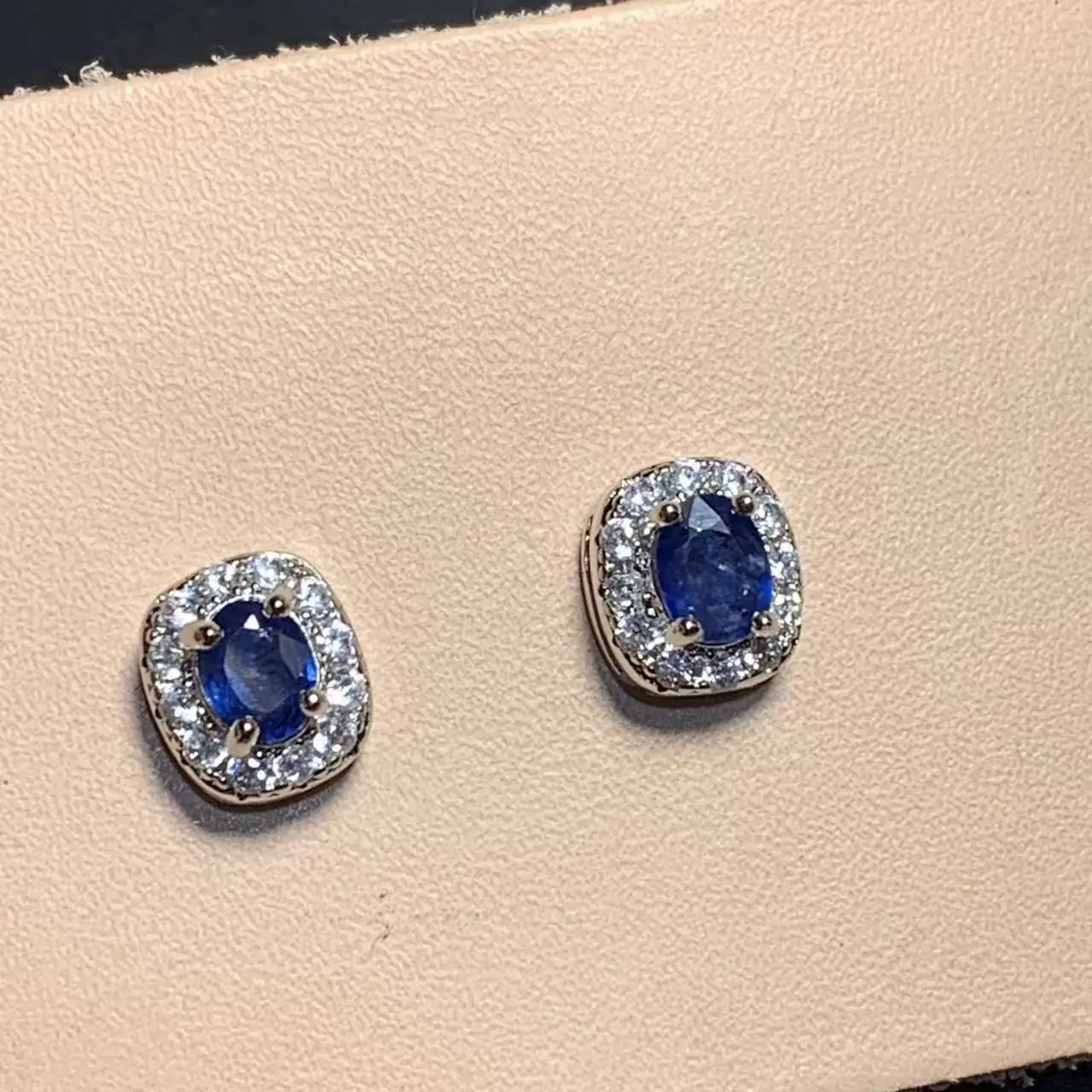 

Natural sapphire Gemstone Stud Earrings for Women COPPER Wedding Handmade Jewelry Fashion Gift For Girl New