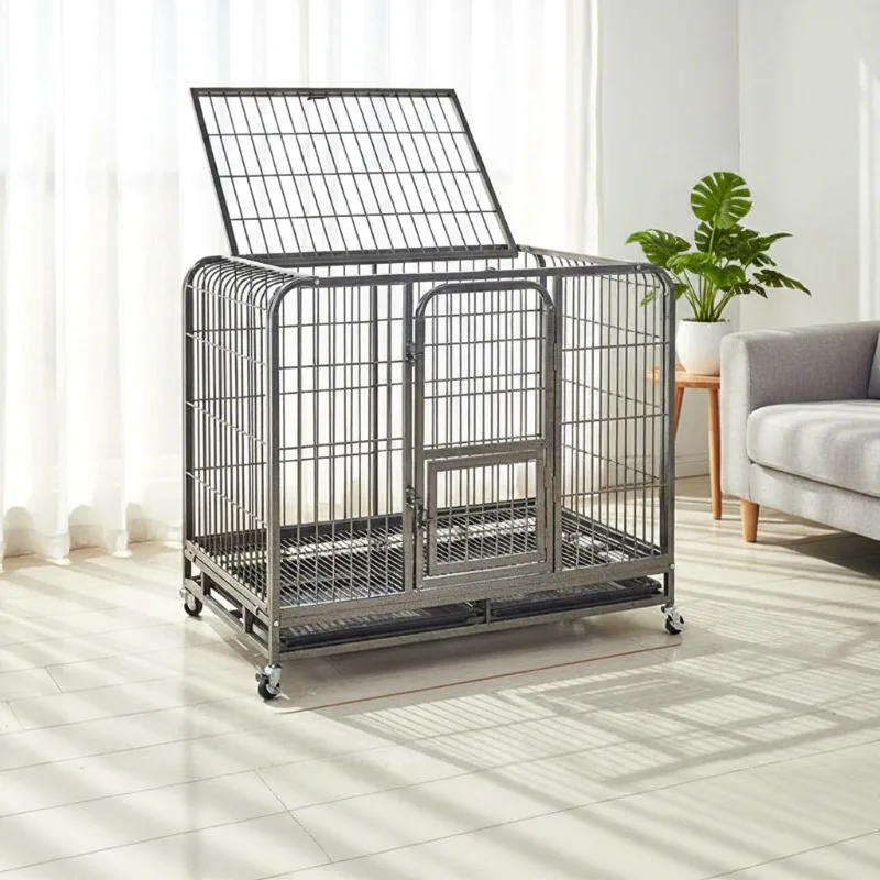 

New Foldable Iron Dog Cage with Button Closure for Indoor/Outdoor Use for Small/Medium/Large Dogs