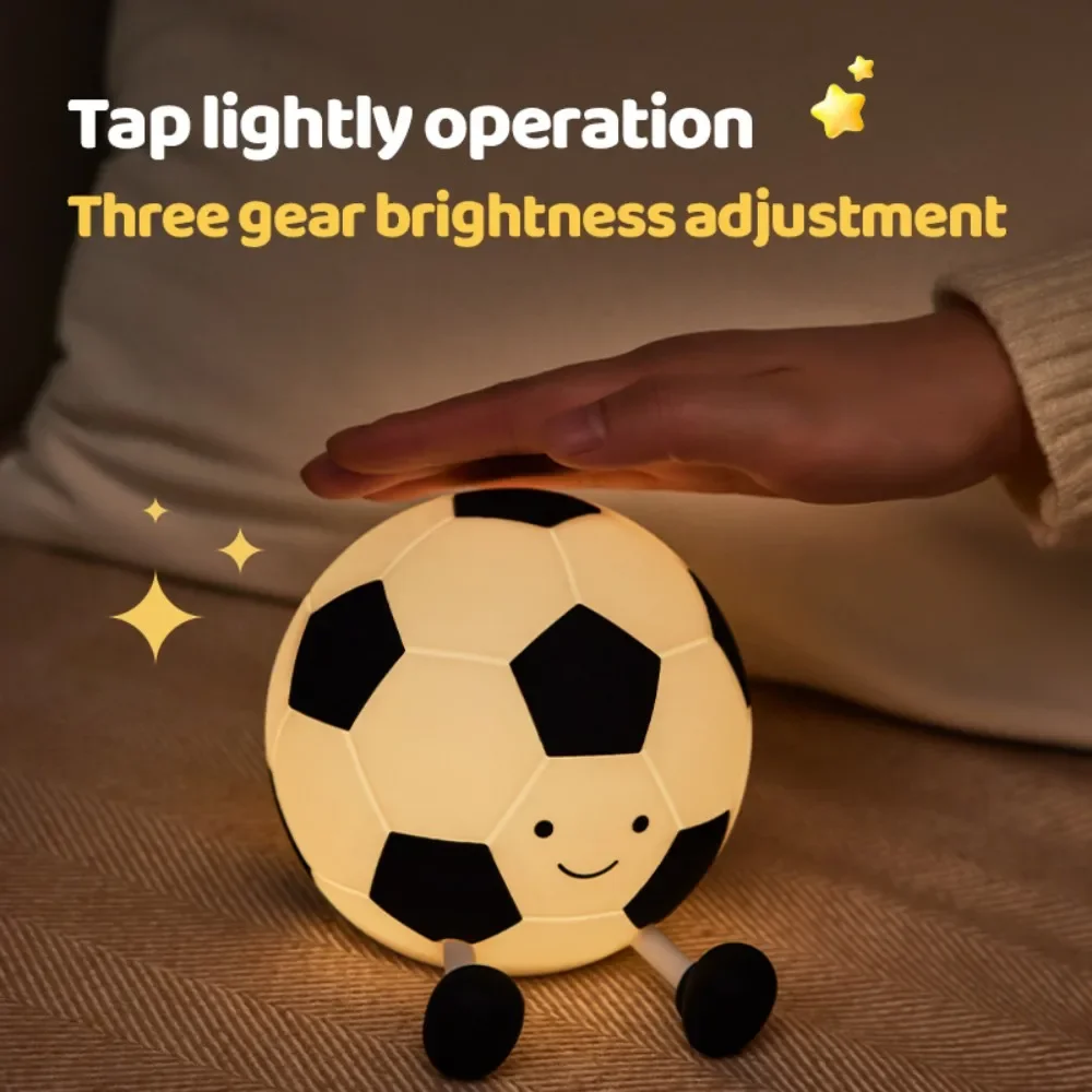 Luz LED nocturna de silicona para fútbol, luz recargable para dormir con función de atenuación de 3 niveles, lámpara de noche, luz decorativa, regalo