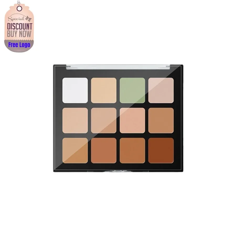 Private Label 12colors Clear Lid Concealer Cream Palette Nude Moisturizing Cover Spot Dark Acne Circles High Coveage Makeup Bulk