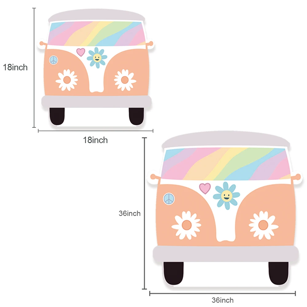 Hippie Party Decoration Rainbow Daisy Groovy Bus DIY Boho Baby Shower Birthday Wedding Retro Hippie Party Backdrop Photo Props