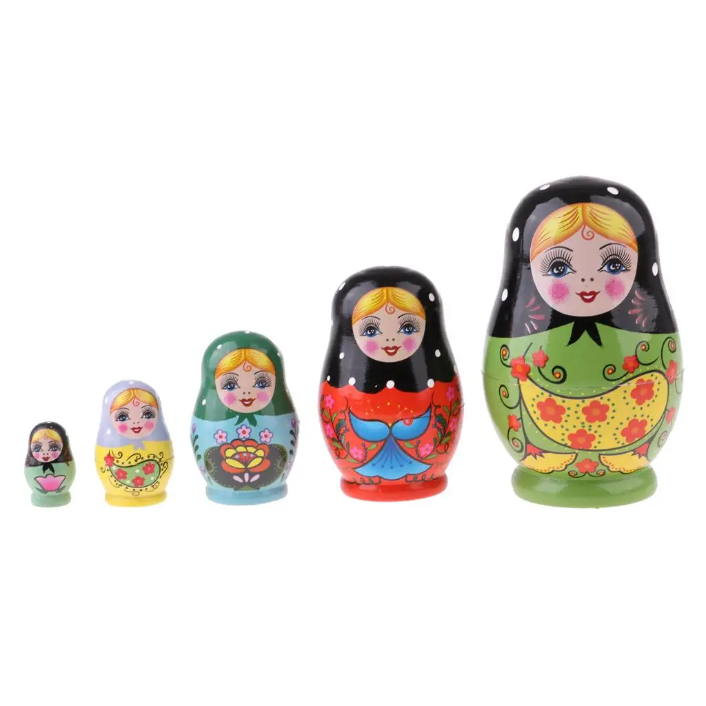 Wooden Matryoshka Russian Nesting Dolls 5 Layer Handmade Stacking Doll for Girls Birthday Gift Home Art
