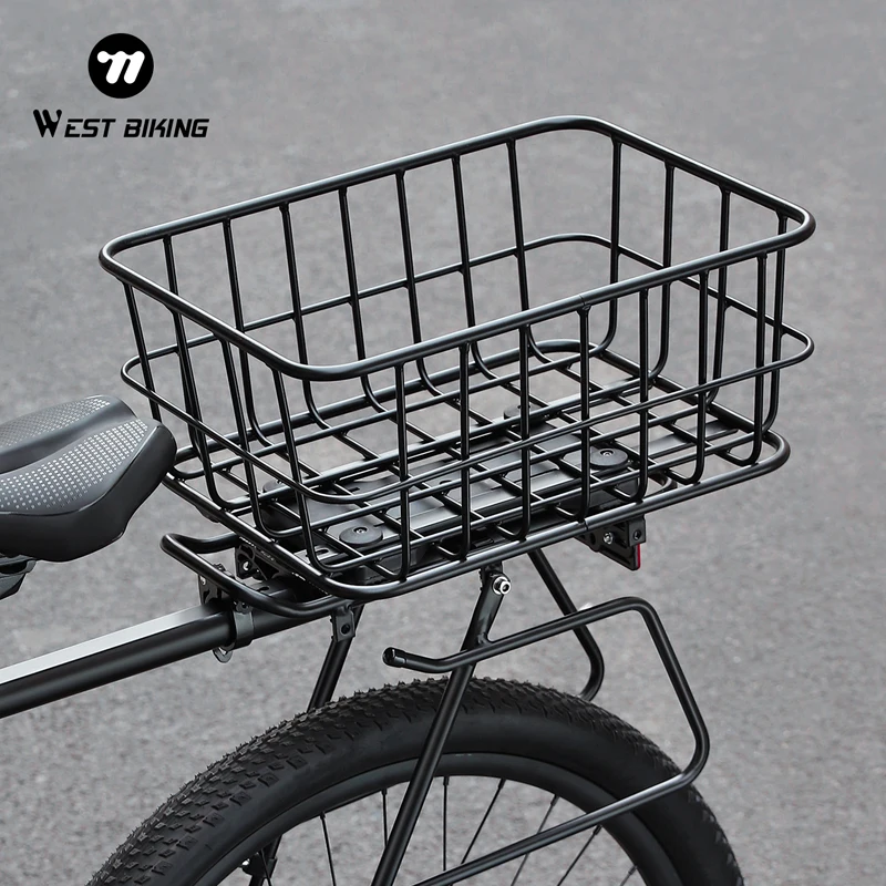 

WEST BIKING 20L Quick-Release Aluminum Alloy Bicycle Basket Rack Adjustable Rear Cargo Rack Lightweight Back Rack With Basket