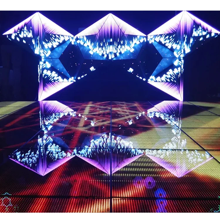 كشك DJ P4 مخصص بالألوان الكاملة مع شاشة عرض مكعبة بدقة 4K غير منتظمة للرسوم المتحركة والرسومات