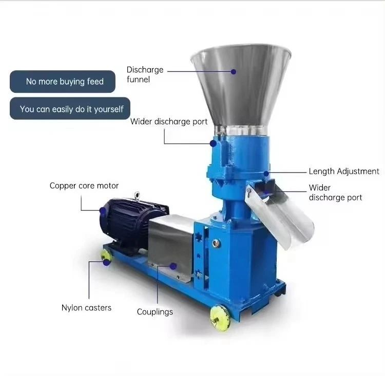 high-productivity stainless steel animal feed pellet machine, feed grinder 200 kg/h processing capacity, multi-fuel 2-y