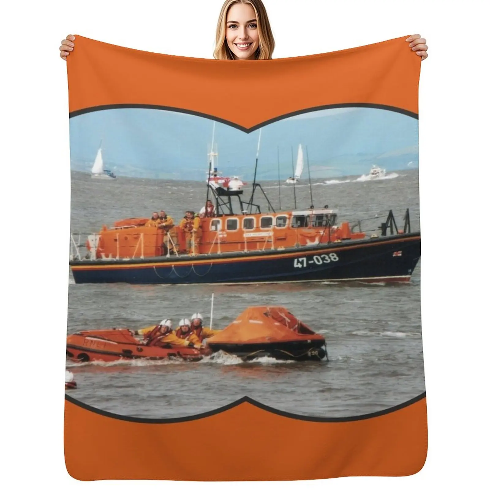 

Lifeboat Day Throw Blanket Quilt Flannels Vintage Retros Blanket