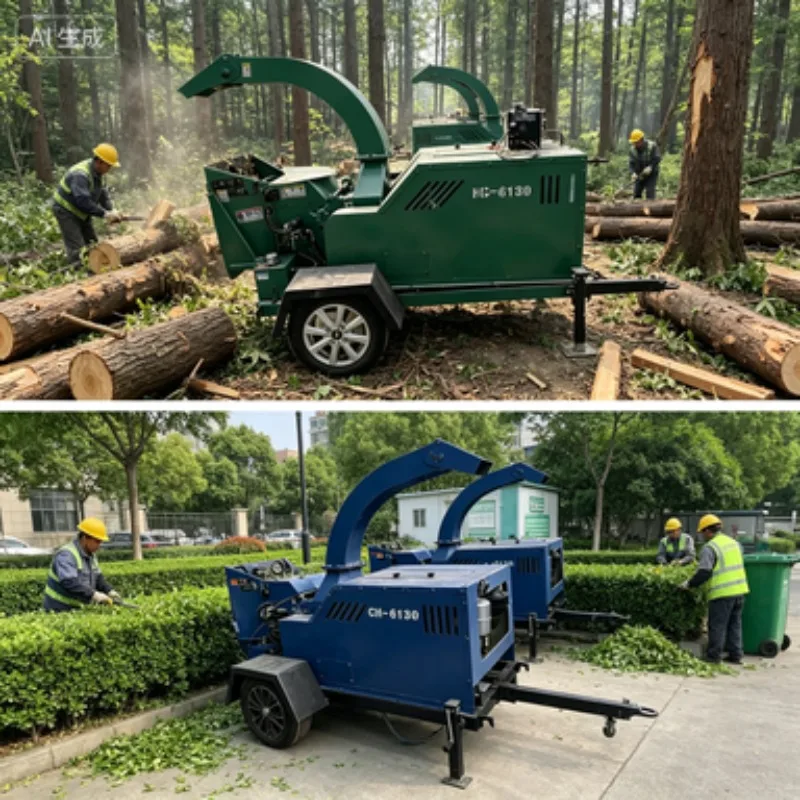 

Industrial Drum Wood Chipper | 50 HP Self-Powered + Hydraulic Feeding Mobile for Biomass & Log Branches