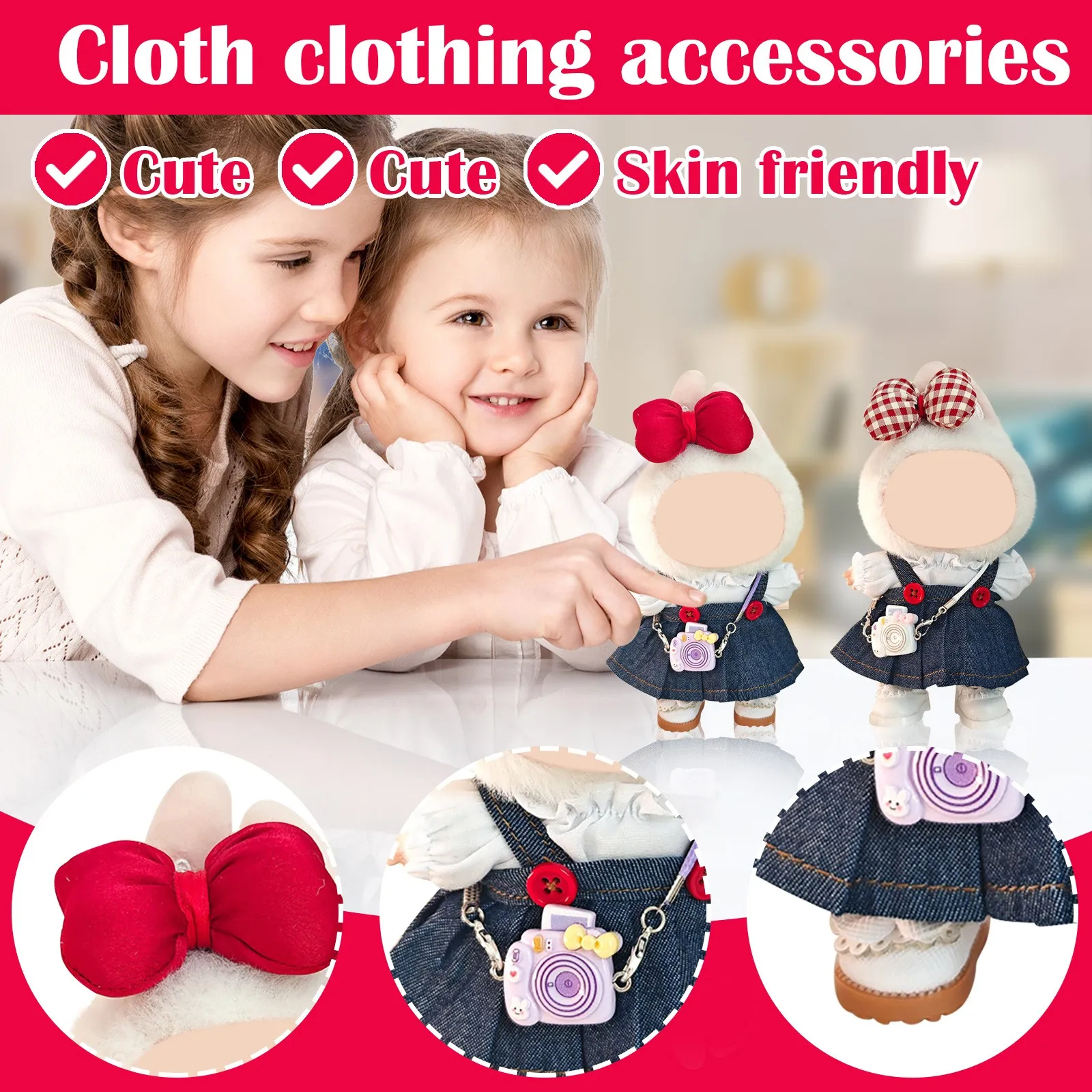 

Одежда для Labubu, милая плюшевая кукла, аксессуары для одежды, одинаковые подарки для плюшевых кукол, детская одежда для кукол с героями мультфильмов, аксессуары