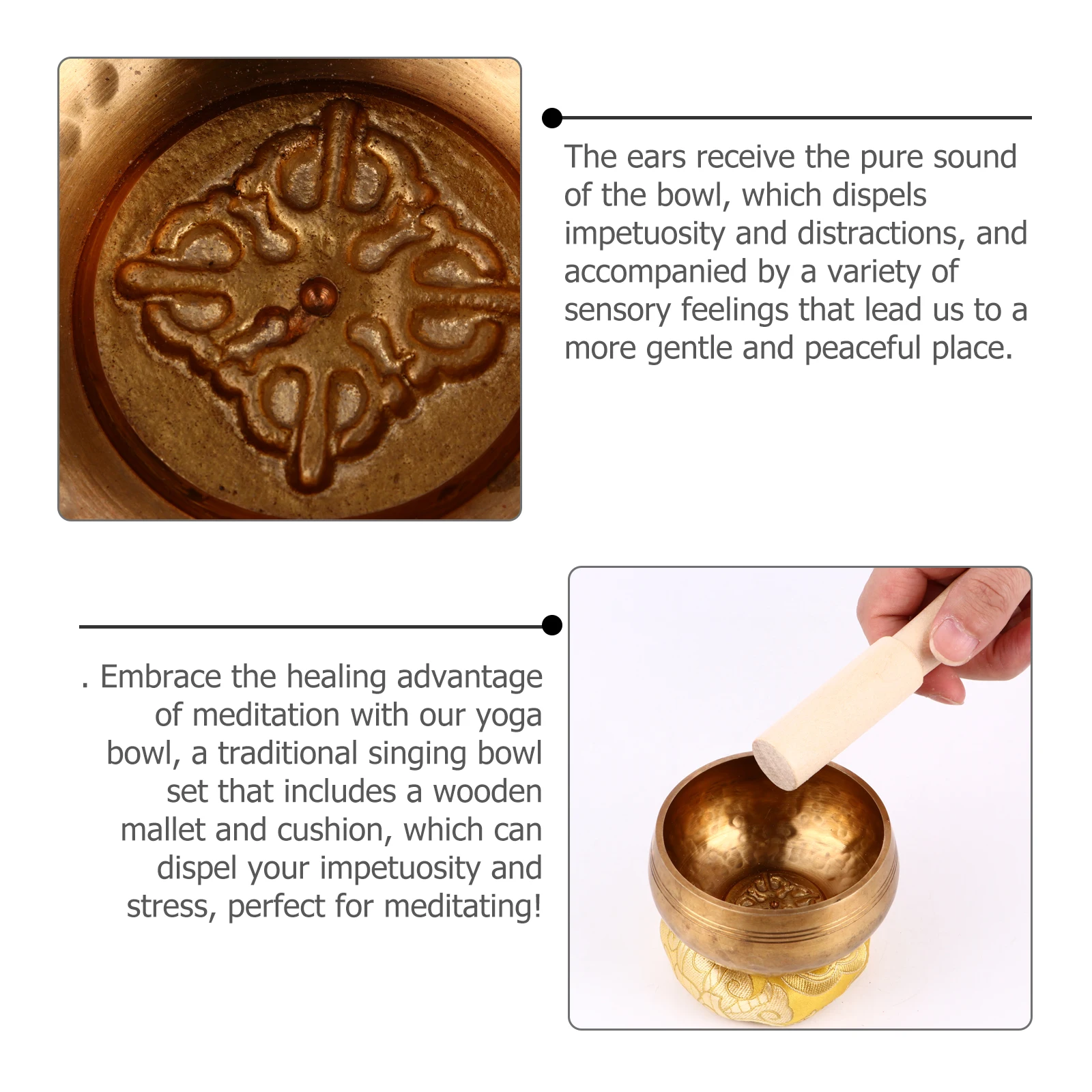 

Copper Wooden Set Tibetan Singing Bowl Durable Meditation Bowl Pure Sound Meditation Yoga Music Gift