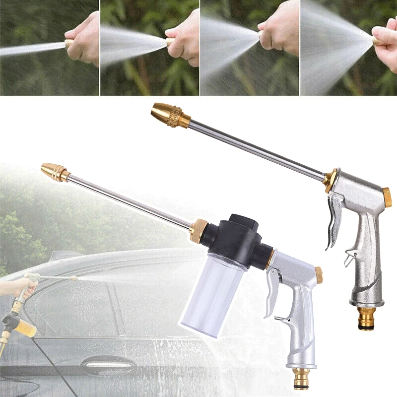 Hose Nozzle Spray Adjustable Cleaning Tools Car Wash Water Gun Copper-plated Nozzle Thick Long Rod Automobile High-pressure