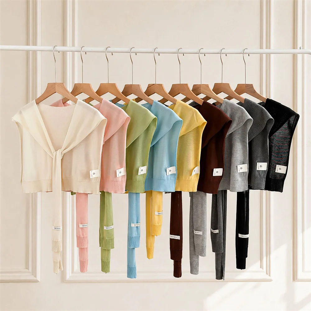 Chales Básicos Coreanos de Color Liso, Cálidos, Tejidos, para Mujer, Blusa de Invierno, Capa con Cuello Falso, Bufanda Anudada, Prendas de Abrigo para el Cuello