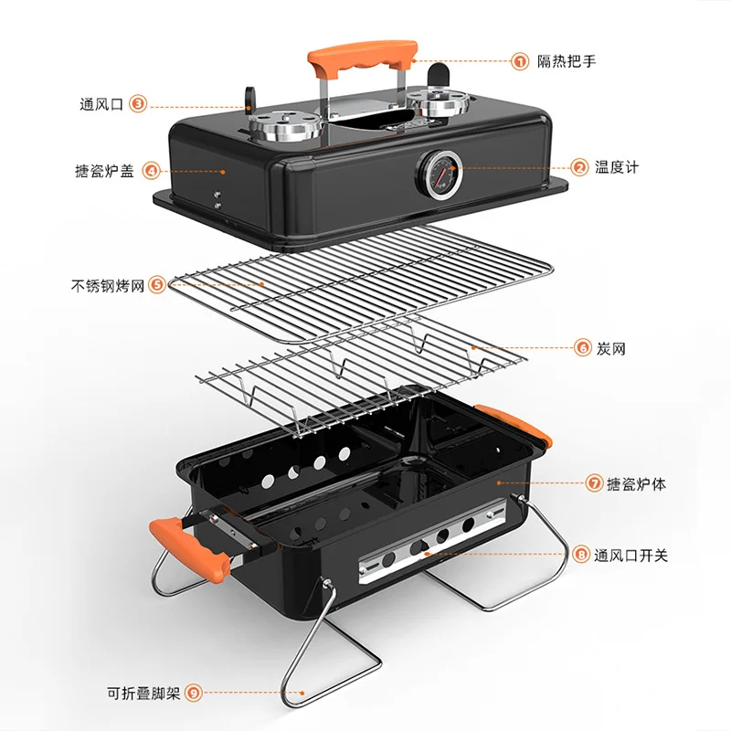 شواية محمولة قابلة للطي طاولة تخييم كربون خارجي