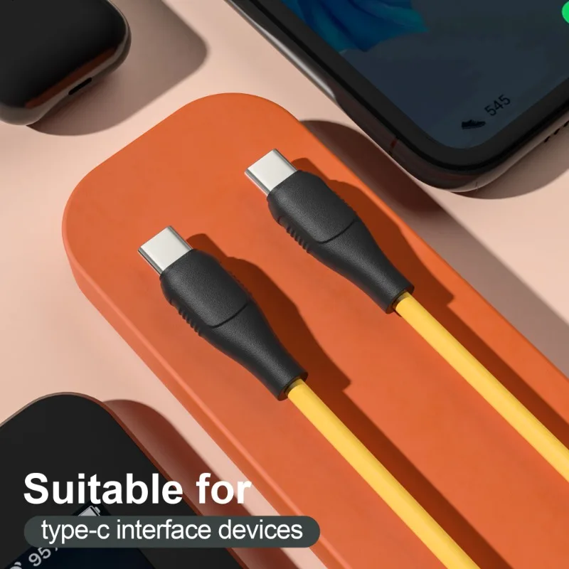 1-2 قطعة 60 واط شحن سريع مزدوج الرأس نوع-C كابل عالمي USB C إلى USB C عالية السرعة نقل البيانات سلك شاحن الهاتف