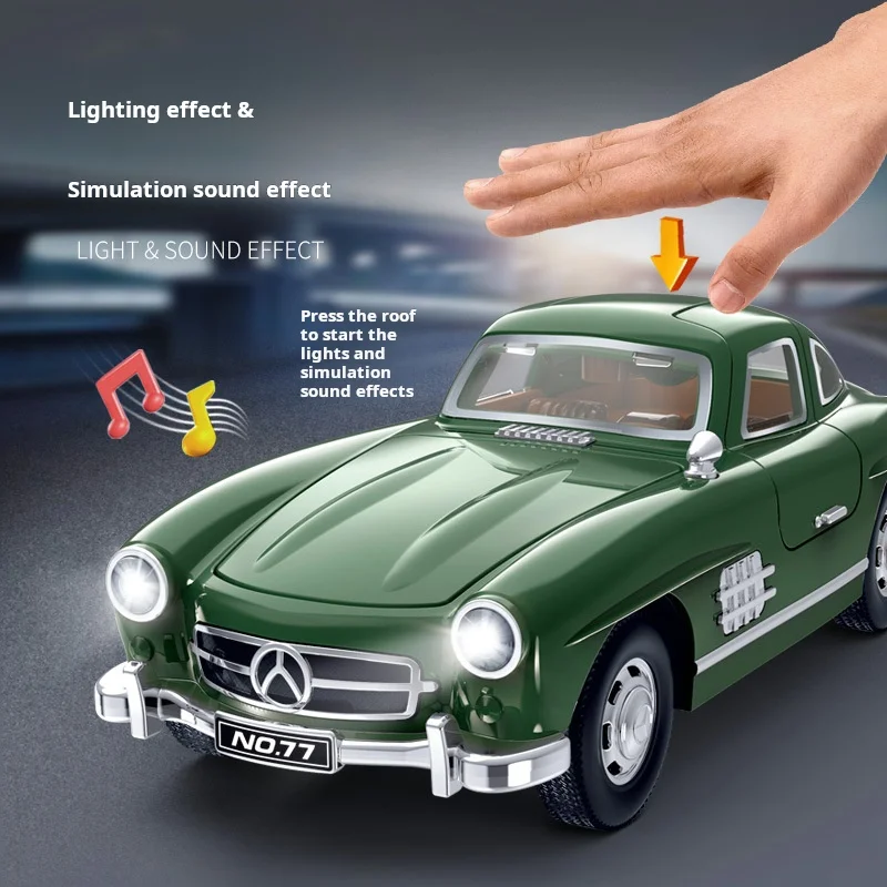 1:32 300SL for Benz Car Model Sound and Light Pull Back Children's Toy Collectibles Birthday Gift Toys for Kids