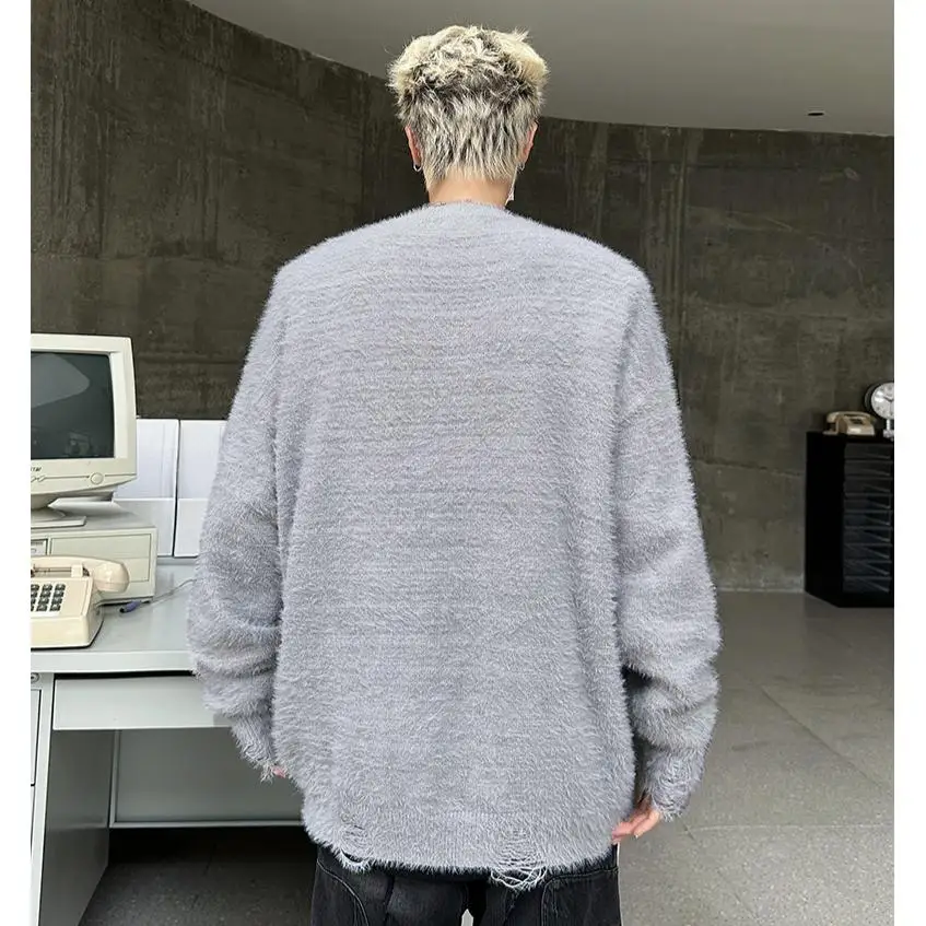 

Soft Winter Sweater Men's Vintage Creative Color Blo Letter Design Loose Couple Knitted irt American Sle Casual Knitwear