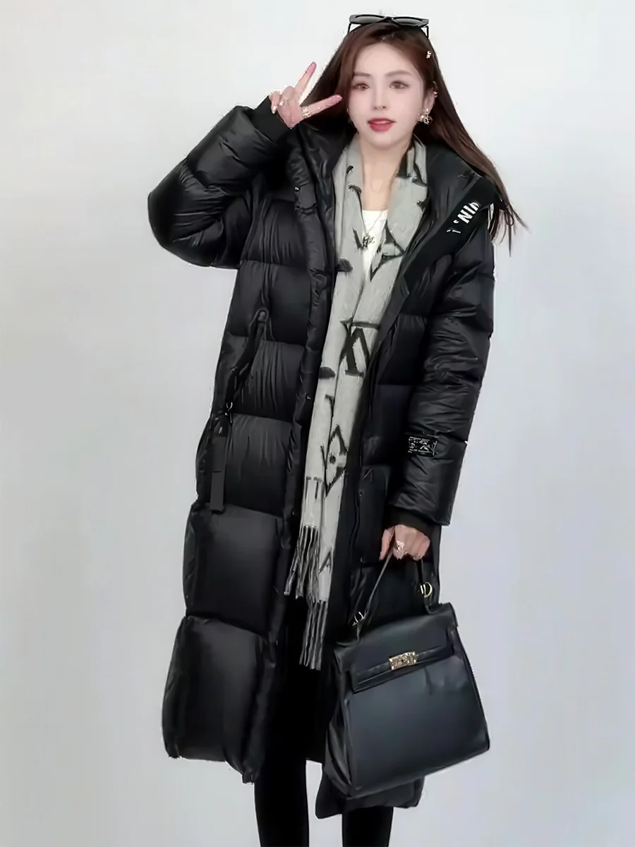 

Женская длинная утепленная куртка-пуховик с капюшоном, теплая, повседневная, со съемным капюшоном, белая, с наполнителем из утиного пуха, зимняя верхняя одежда