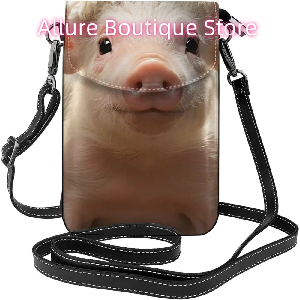 

Cute Pig Crossbody Bag for Women PU Leather Small Travel Cell Phone Pouch Lightweight Mini Phone Purse Wallet Cross Body Shoulde