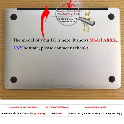 Imagen 2 del producto Protector de pantalla para MacBook Air 13 de 13,6 pulgadas, versión 2022-2025, modelo A2681 A3113 A3420 M2 M3 M4, Chip de vidrio templado transparente