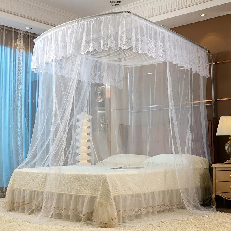 

Stainless Steel Fishing Rod Retractable U-Shaped Mosquito Net Three-Door Home Use Double Bed Style Thickened Bracket
