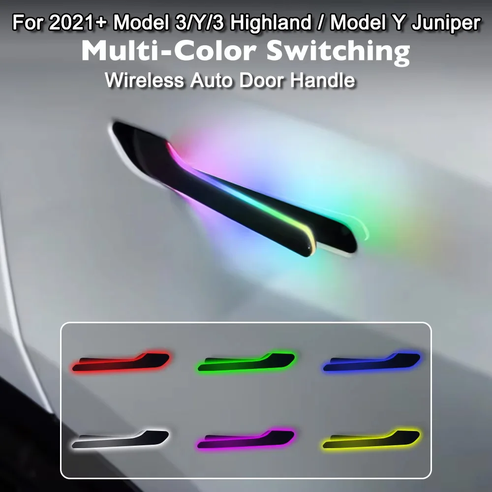 

Wireless Colorful Auto Door Handle for Tesla Model 3 Y Juniper 3 Highland V6 Waterproof Auto Presenting Welcome Mode Accessories