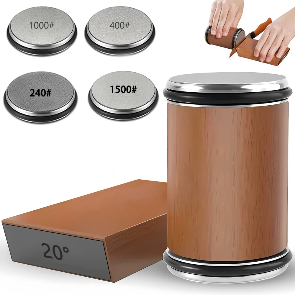 Rollender Messerschärfer für Gerade Klingen, Messerschärfer-Set mit 15/20 ° Magnetischer Winkel für Küchenmesser-Schleifstein-Set – Detail 1